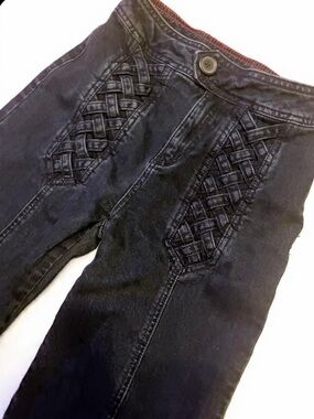 Lux Y2K Black high waisted Wide-Leg Jeans with Front Braided Panels